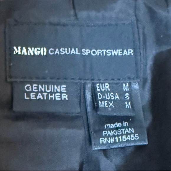 MANGO MNG Studded Black Cropped Leather Biker Moto Jacket As EUR M US S - Picture 10 of 11